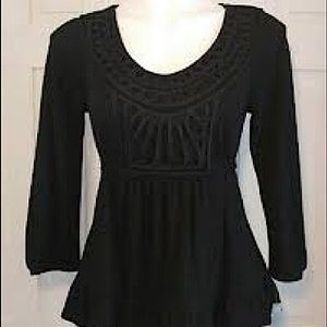 Black Babydoll Top with Satin Details & Ruffle Hem
